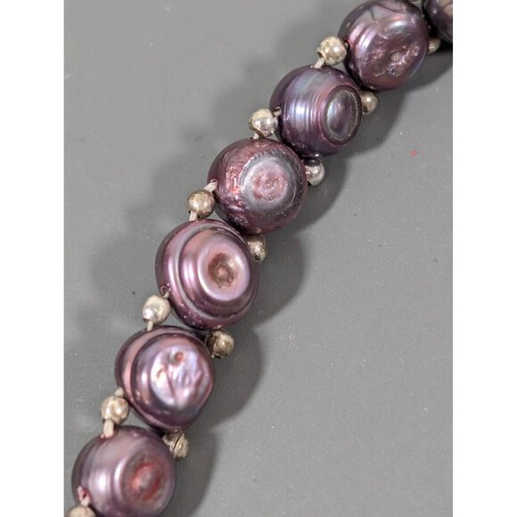 Artisan Purple Dyed Baroque Pearl Tennis Bracelet 6.5" - Picture 8 of 9